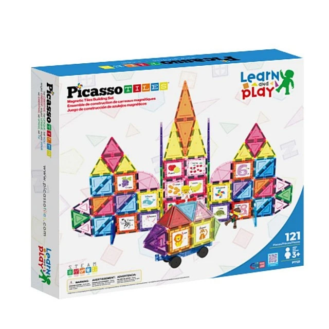 Picasso Magnetic Construction Set with Wheel Base and 2 Figures 121 Pieces