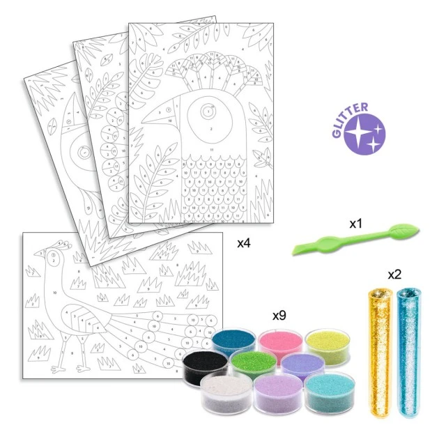 Glitter Birds Brocade Coloring Set for Kids