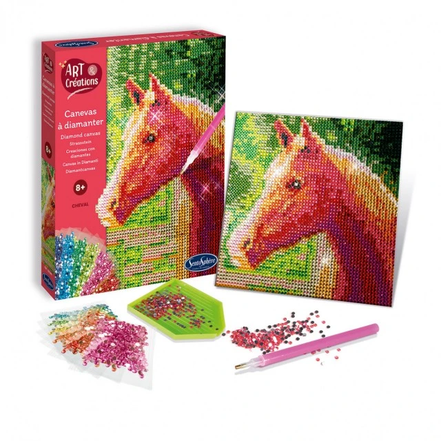Canvas with colored pebbles horse
