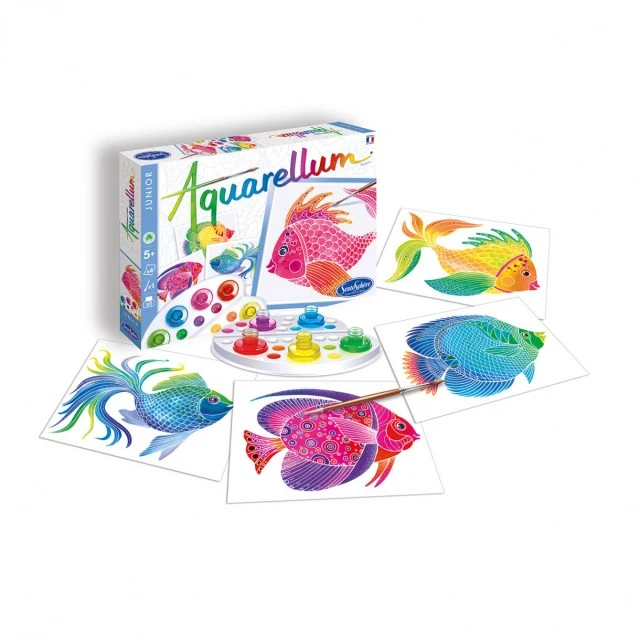 Watercolor fish coloring set