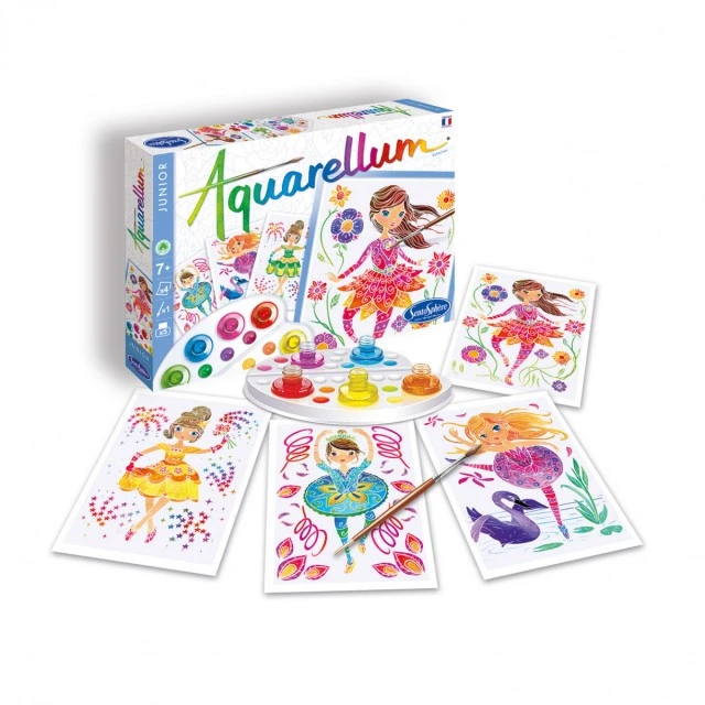 Coloring with watercolor paints ballerinas