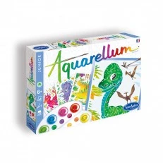 Coloring with watercolor dinosaurs