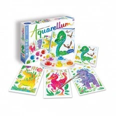 Coloring with watercolor dinosaurs