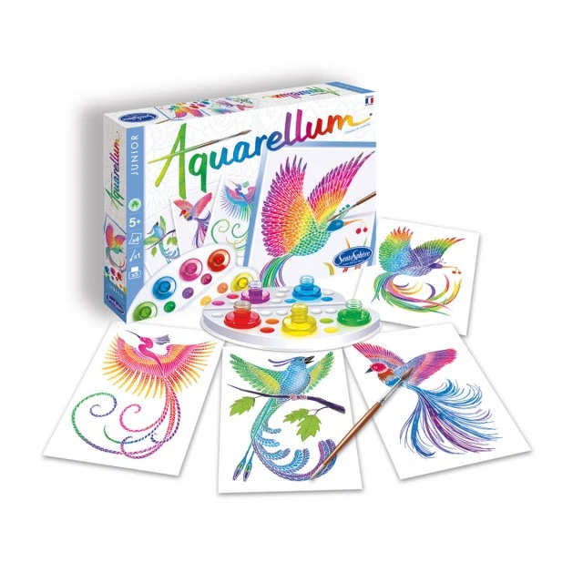 Birds of paradise watercolor coloring set