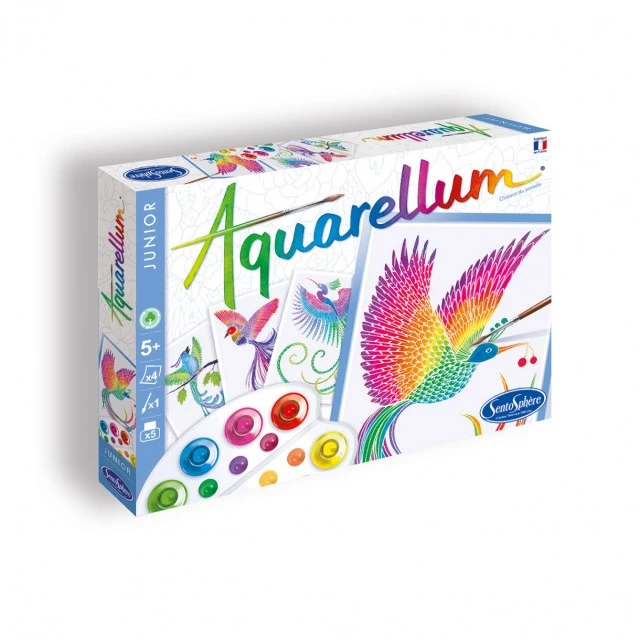 Birds of paradise watercolor coloring set