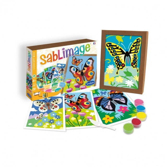 Color with colored sand butterflies