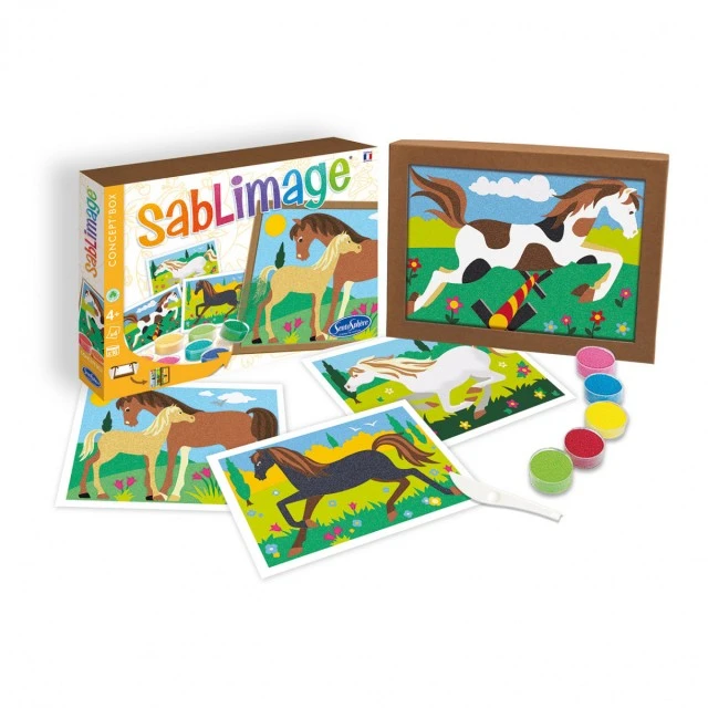 Paint horses with colored sand