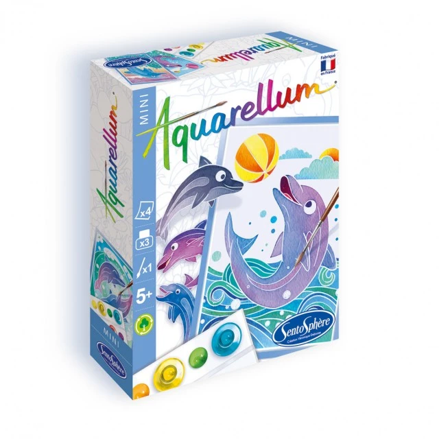 Creative set for coloring with watercolor paints - Dolphins