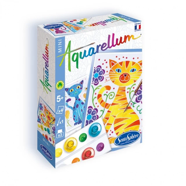 Coloring with watercolor paints kittens mini