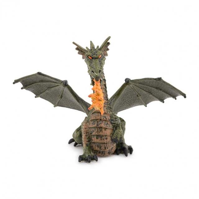 Winged dragon figure with flame