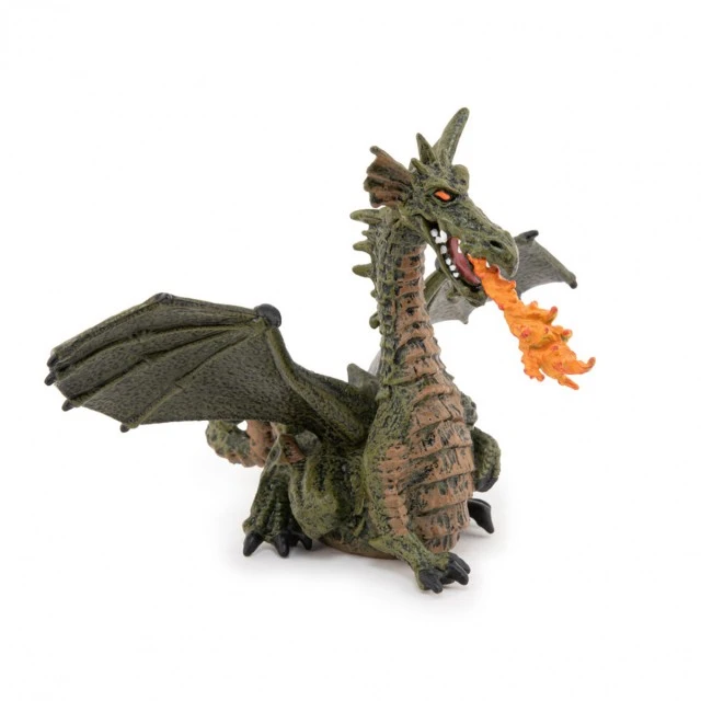 Winged dragon figure with flame