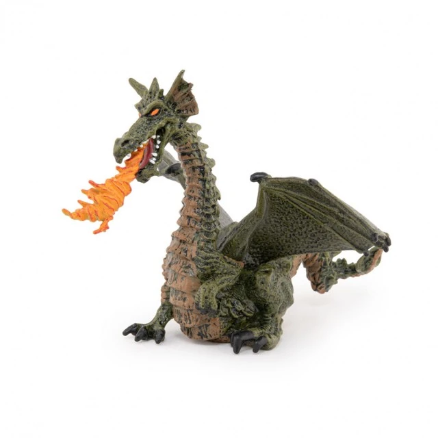 Winged dragon figure with flame