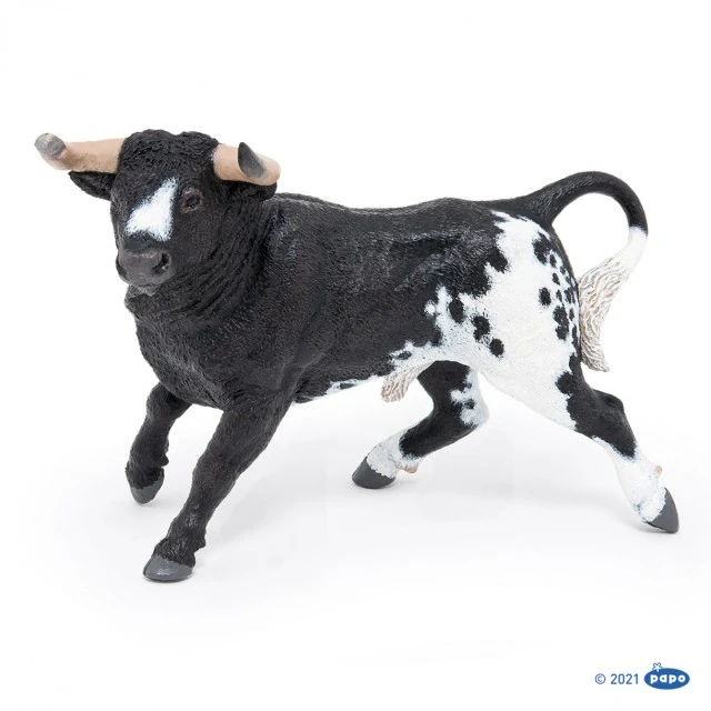 Black and white Spanish bull figurine