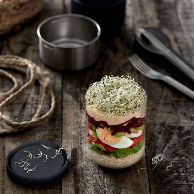Glass lunch box 0.450l Color gray