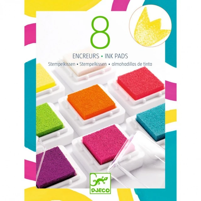 8 colored stamps in pop colors