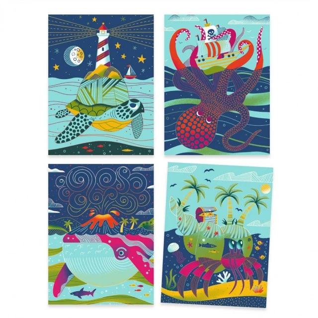 Sea creatures scratch cards