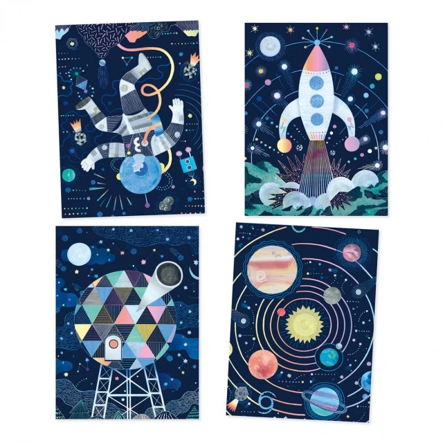 Set of scratch cards cosmic mission