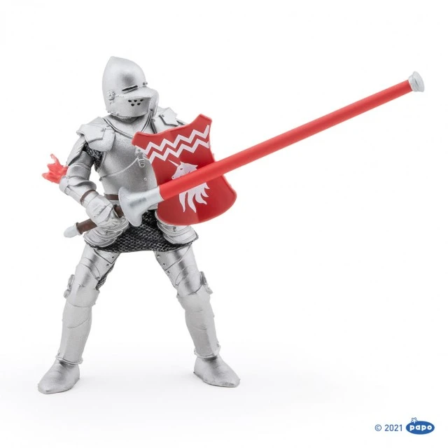 Knight figurine with spear in red
