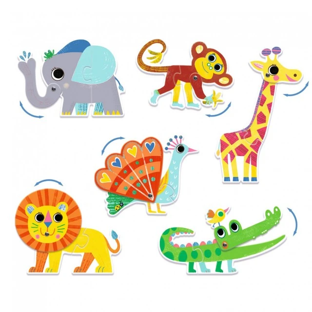 Puzzle duo trio moving animals