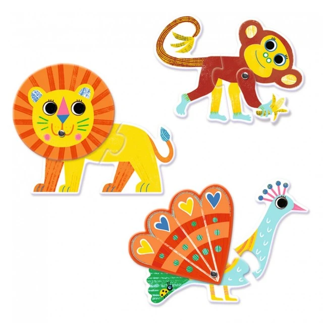 Puzzle duo trio moving animals