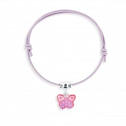 Silver butterfly cord bracelet