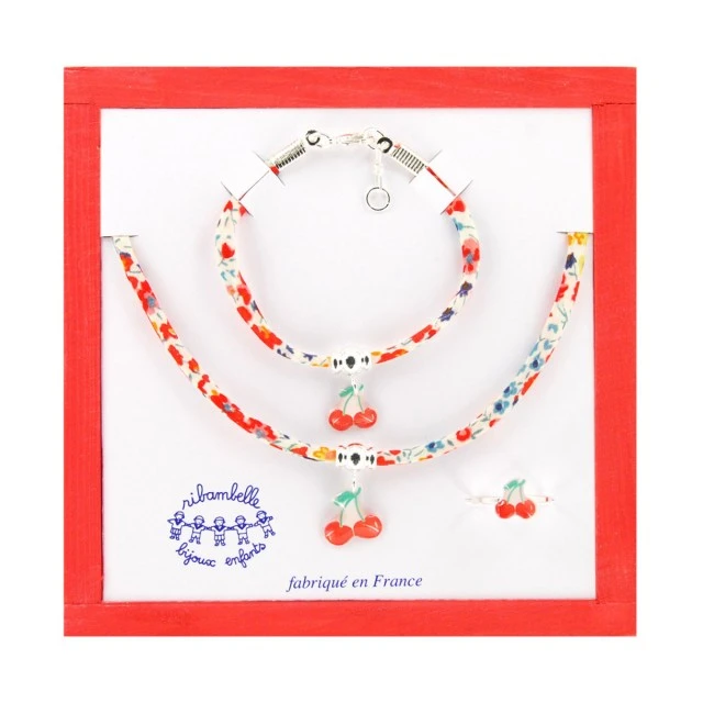 Cherry bracelet, necklace and ring set