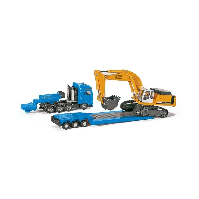 Low loader and excavator