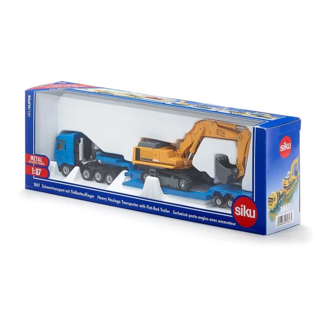 Low loader and excavator