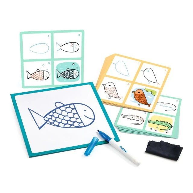 Educational game draw step by step llama and company