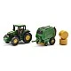 Трактор с ремарке и бали john deere