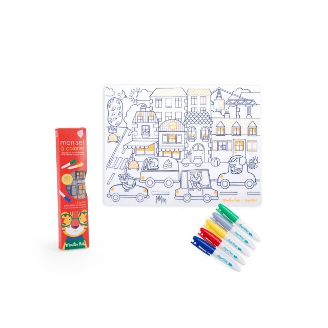 Silicone coloring set with 5 les popipop markers