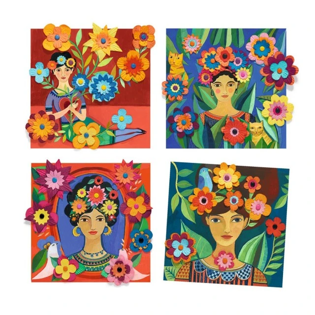Декорирай картини с 3D хартиени цветя Cayoacan Frida Kahlo