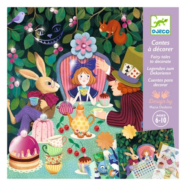 Paintings to decorate with decals and 3D flowers Alice in Wonderland