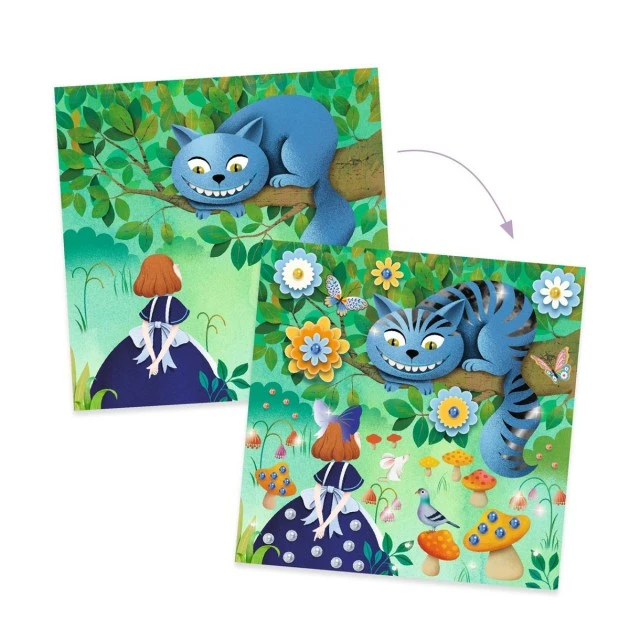 Paintings to decorate with decals and 3D flowers Alice in Wonderland