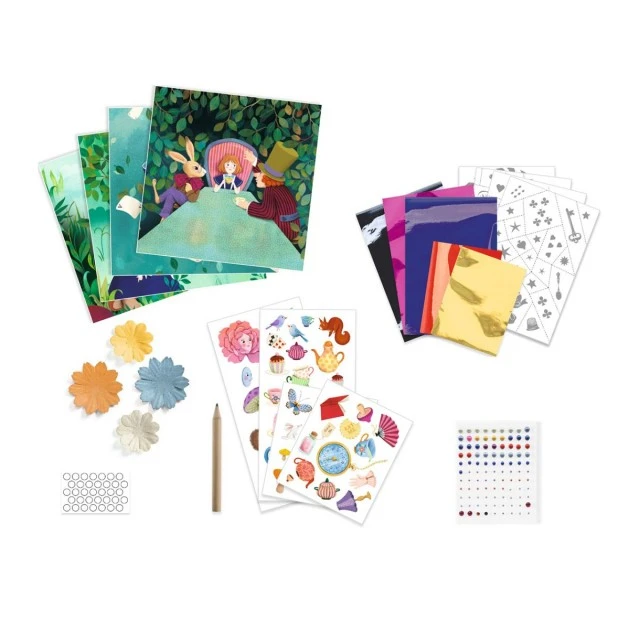 Paintings to decorate with decals and 3D flowers Alice in Wonderland