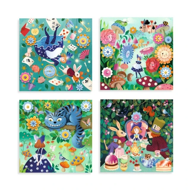 Paintings to decorate with decals and 3D flowers Alice in Wonderland