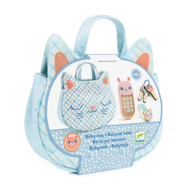 Toy textile bag with accessories for little ladies