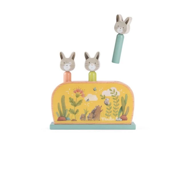 Дървена играчка изскачащи зайчета