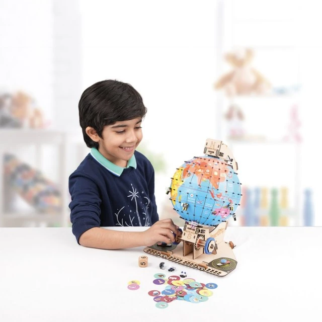 Wooden construction globe
