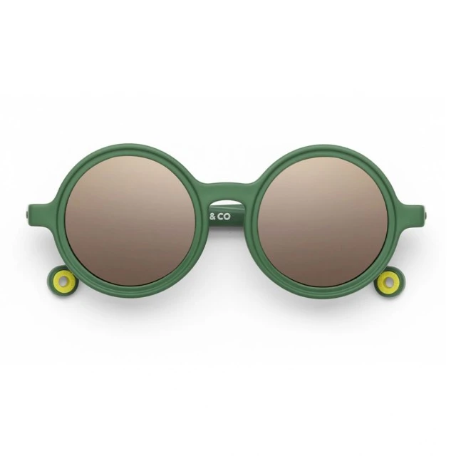 Children's round sunglasses from 0 to 2 years. Color green