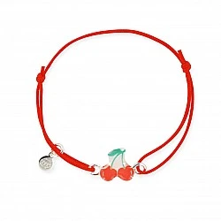 Silver cherry cord bracelet for baby