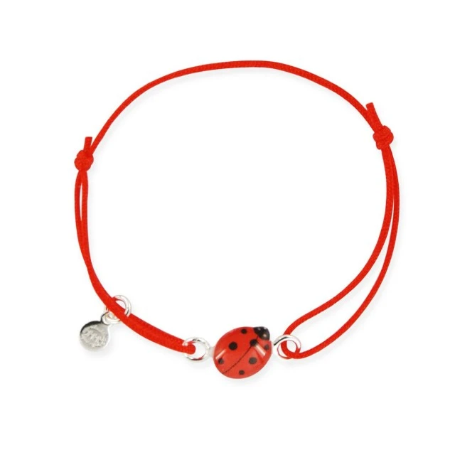 Silver ladybug cord bracelet for baby