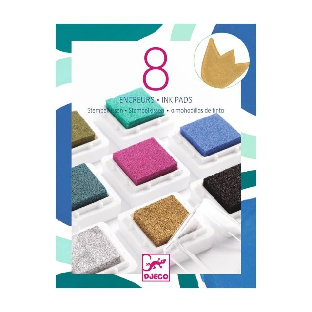 8 colored stamps in chic colors