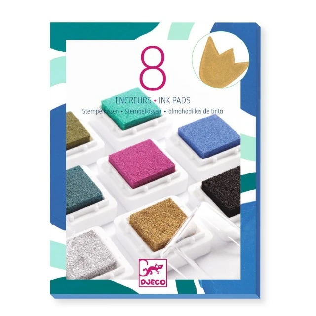 8 colored stamps in chic colors