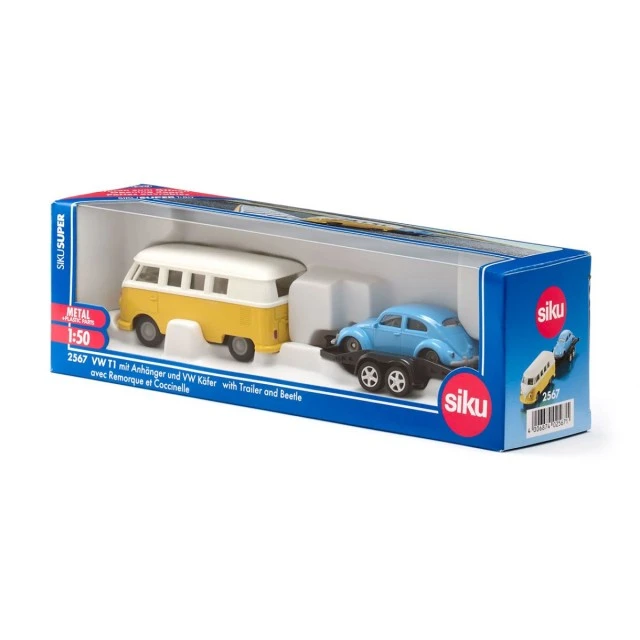 Toy van VW T1 with trailer and VW turtle