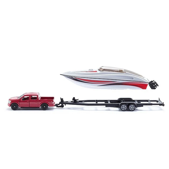 Играчка пикап Ford F150 теглещ моторница