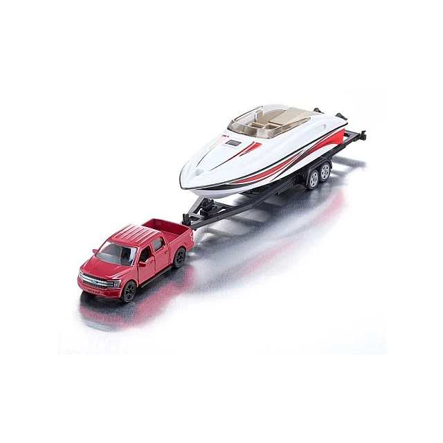 Играчка пикап Ford F150 теглещ моторница
