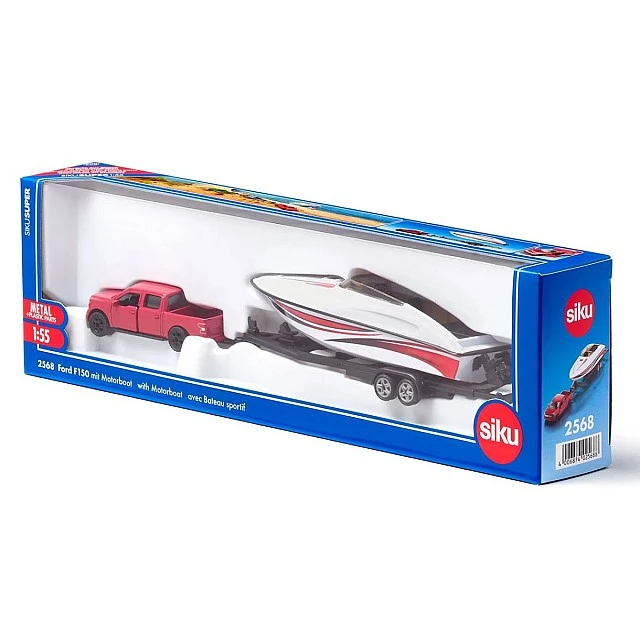 Играчка пикап Ford F150 теглещ моторница