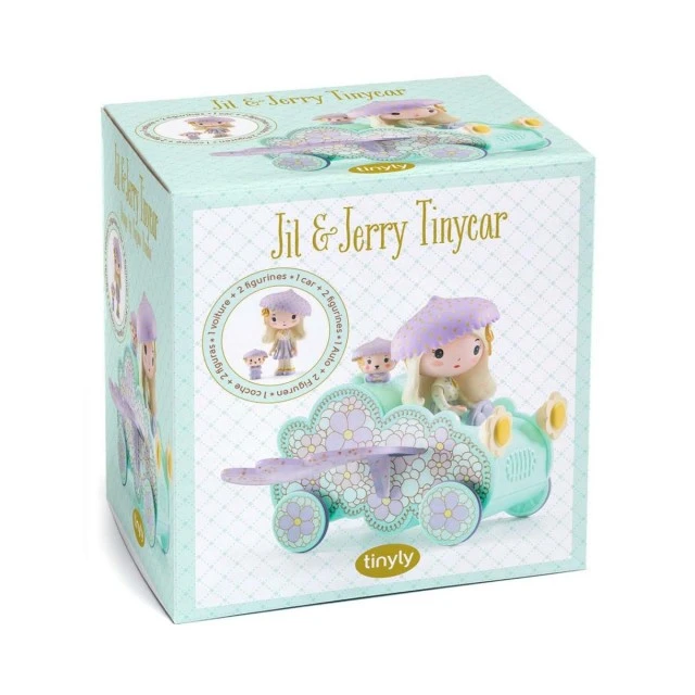 Jill and Jerry figurine and their Tinny flying car