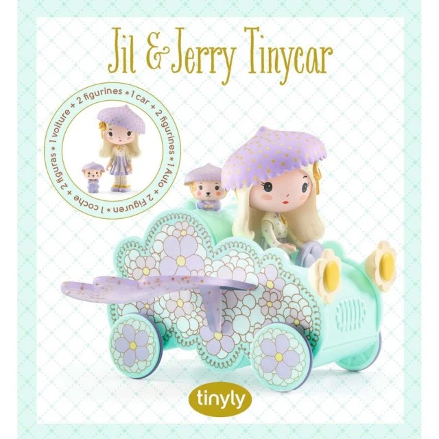 Jill and Jerry figurine and their Tinny flying car